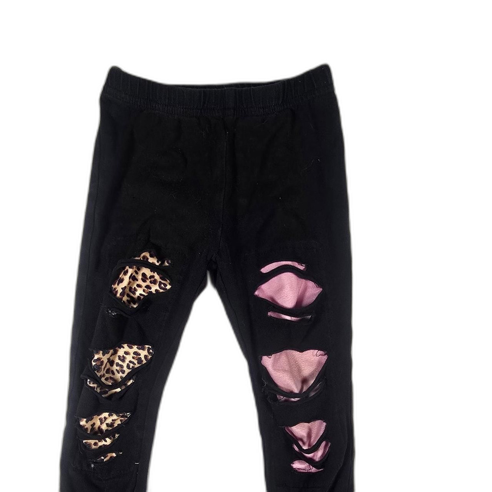 Kid's Black Pink Lepoard Leggings